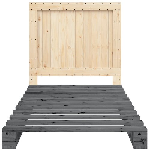  Okvir za krevet s uzglavljem sivi 100x200 cm masivna borovina Slike