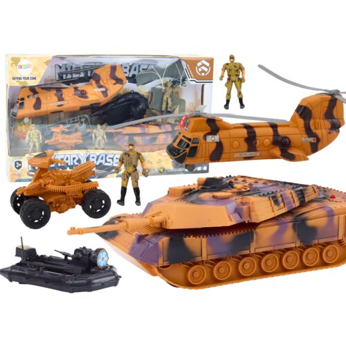 Vojni set sa tenkom, helikopterim i figurama - khaki Cijene