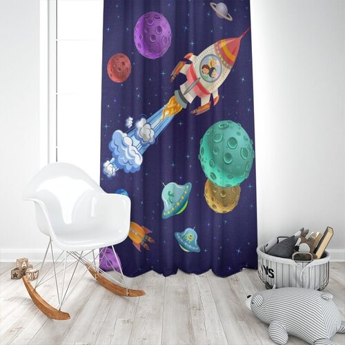  Dečiji draper raketa u svemiru (jedno krilo) - 140x250cm, D-038 Cene
