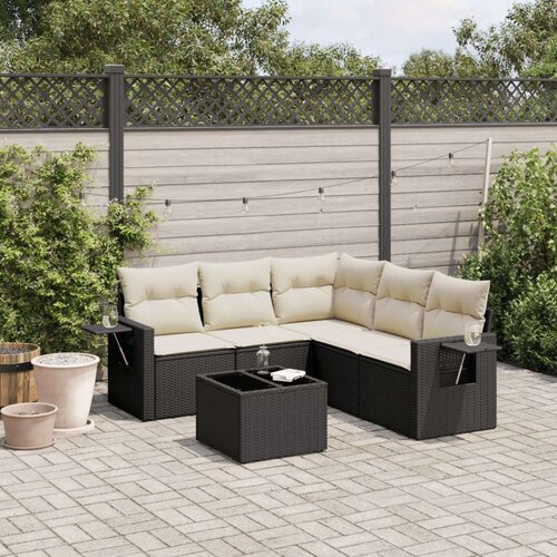 VidaXL 6-dijelni set vrtnih sofa s jastucima crni od poliratana Slike