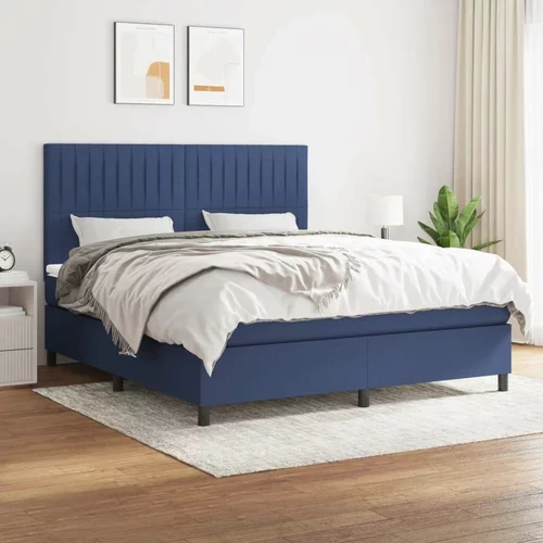  Box spring postelja z vzmetnico modra 160x200 cm blago, (20894538)