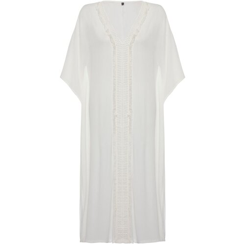 Trendyol White*001 Plain Regular Maxi Woven 100% Viscose Dress Slike