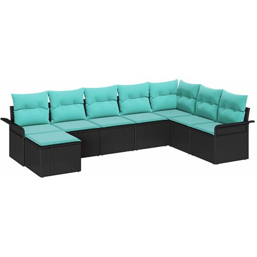 vidaXL Vrtna sedežna garnitura z blazino 8 pcs Črna poli ratan, (5000144164) Cene