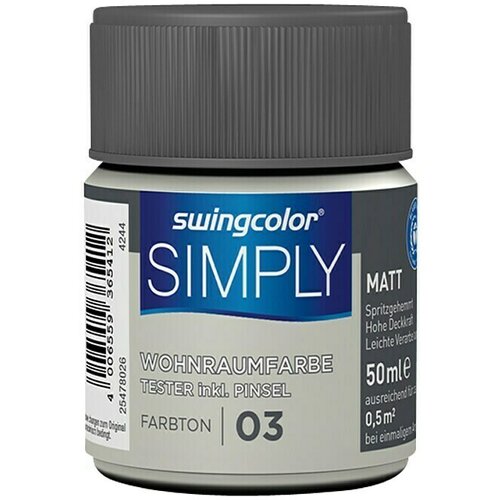 SWINGCOLOR NOTRANJA DISPERZIJSKA BARVA SIMPLY ŠT.03 (50 ml, siva) Cene