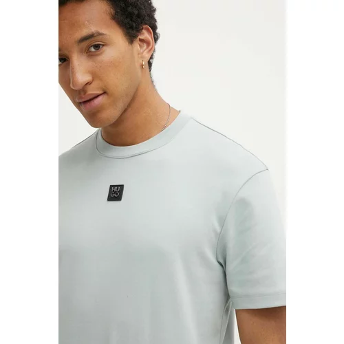 Hugo Bombažna kratka majica moška, črna barva, 50505201