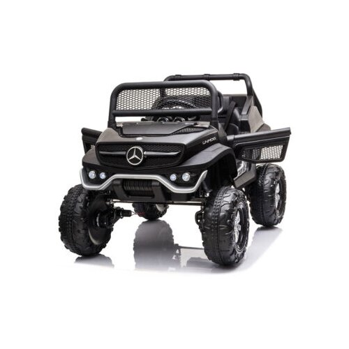  Dečiji auto-jednosed Mercedes Unimog 4x4 sa kožnim sedištima i mekim gumama - crni, BJ 199 Cene