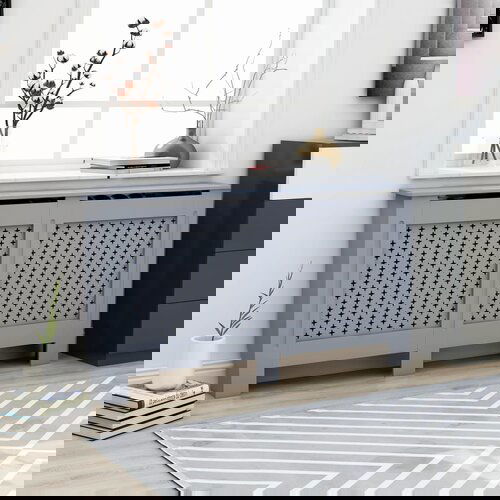 VidaXL pokrov za radijator antracit 152 x 19 x 81 cm mdf Slike