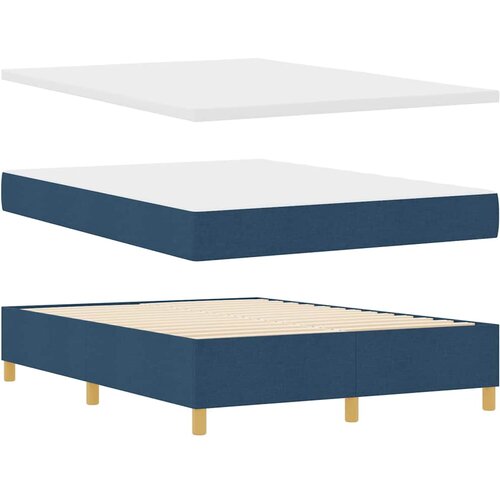  LED Box Spring Krevet s uzglavljem Plava 160 x 200 cm tkanina Slike