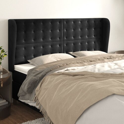  Uzglavlje s u&scaron;ima crno 183x23x118/128 cm bar&scaron;unasto Cijene