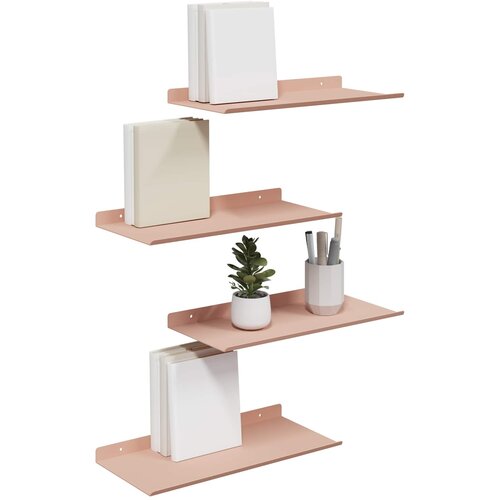  Lebdeća polica Zidne 4 pcs Ružičasta 40 x 18 x 2,5 cm Čelik Slike