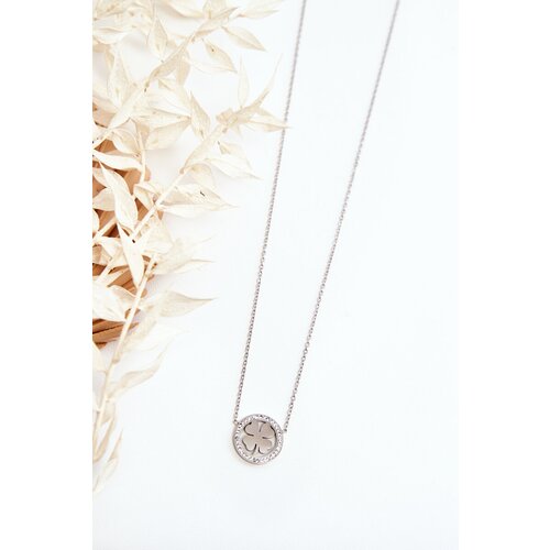 Glam Chic Women's Chain With Circle And Clover Silver Cijene