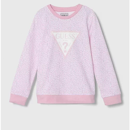Guess Otroški bombažen pulover roza barva