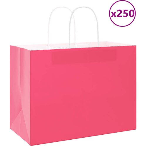  Papirnate vrećice 250 kom s ručkama ružičaste 32x17x25 cm Slike