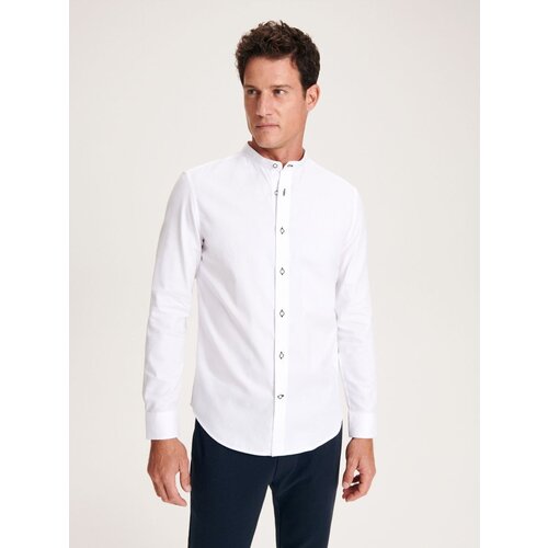 Reserved srajca slim fit s pokončnim ovratnikom - bela Cene