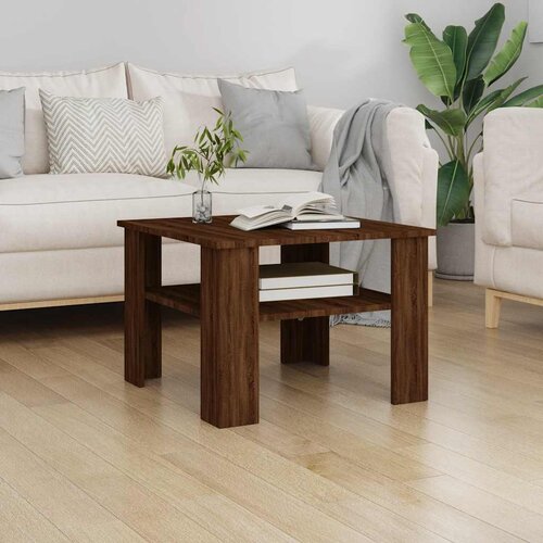  Stolić za kavu smeđa boja hrasta 60x60x42 cm konstruirano drvo Slike
