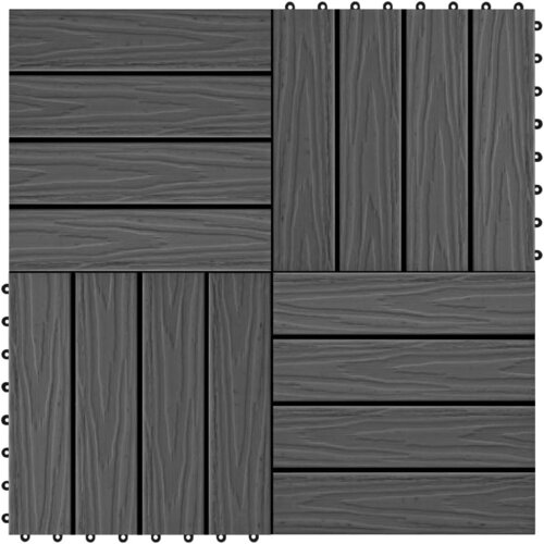  Pločice za trijem 11 kom reljefne WPC 30 x 30 cm 1 m&amp;sup2; crne Slike