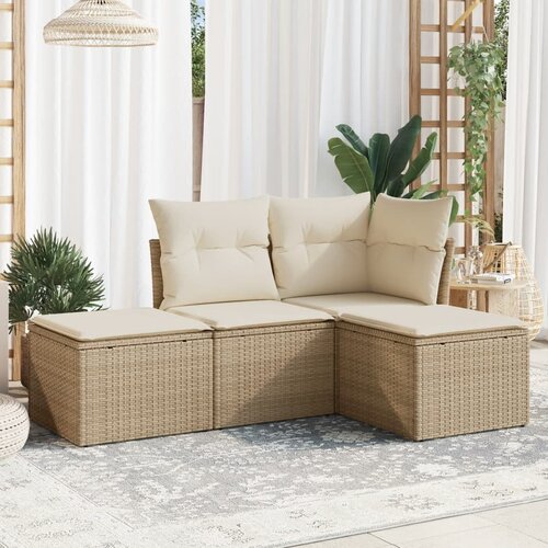vidaXL 4-dijelni set vrtnih sofa s jastucima bež od poliratana Cijene