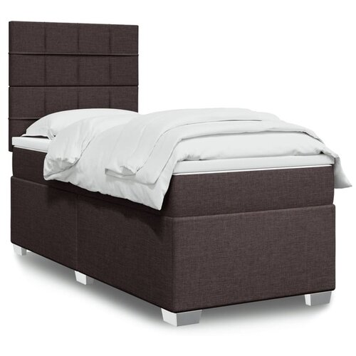 VidaXL Krevet s oprugama i madracem tamnosmeđi 90 x 190 cm od tkanine Slike