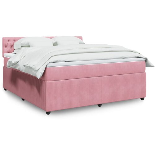 vidaXL Box spring postelja z vzmetnico roza 180x200 cm žamet Cene