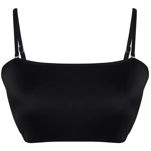 Trendyol Curve Plus Size Bikini Top - Black - Plain