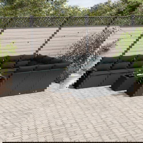 vidaXL 11-dijelni set vrtnih sofa od poliratana s jastucima crni Cijene