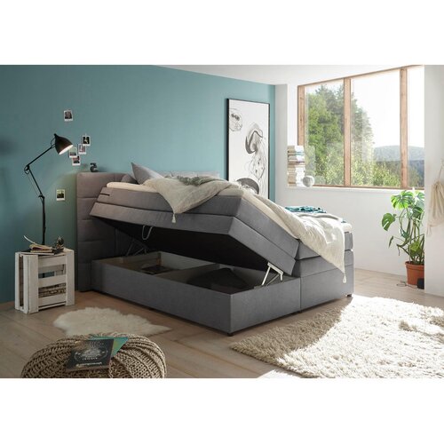 MID.YOU POSTELJA BOXSPRING 180 cm x 200 cm , svetlo siva Slike