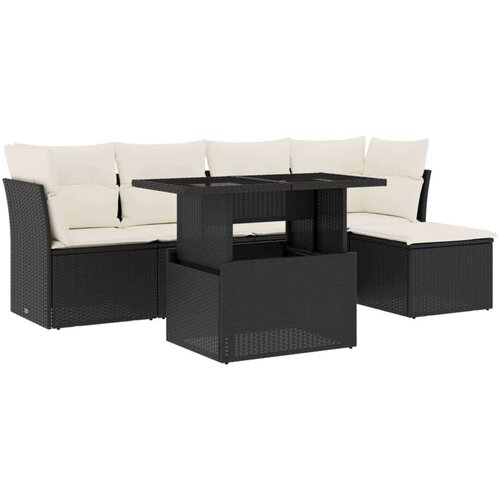  6-dijelni set vrtnih sofa s jastucima crni od poliratana Slike