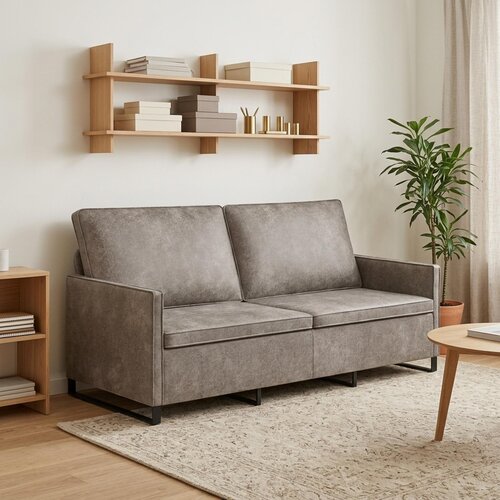 SOFA za 3 osobe Svjetlosiva 190 x 81 x 82 cm Umjetni sued Cene