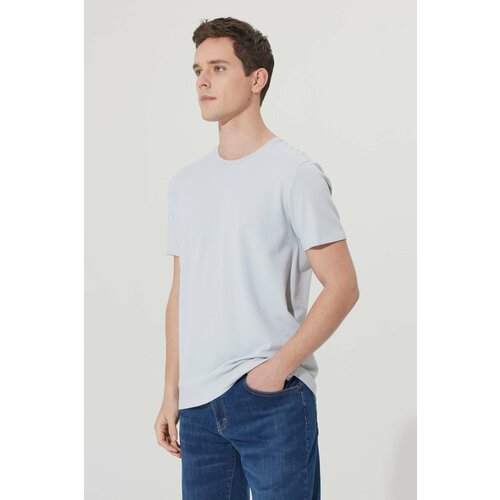 ALTINYILDIZ CLASSICS Men's Gray Slim Fit Slim Fit Crew Neck Short Sleeved Soft Touch Basic T-Shirt. Cene