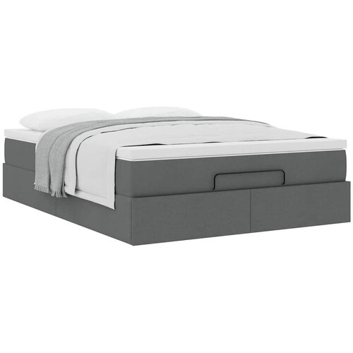  Otomanski krevet s madracem tamnosivi 140x190cm od tkanine Slike