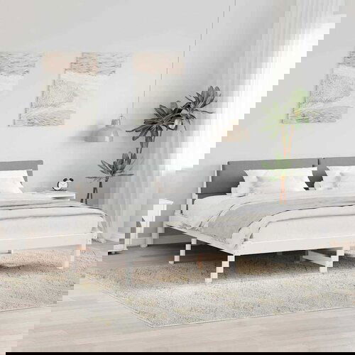 vidaXL Okvir kreveta s uzglavljem Bijela i svijetlosiva 200 x 200 cm Cene