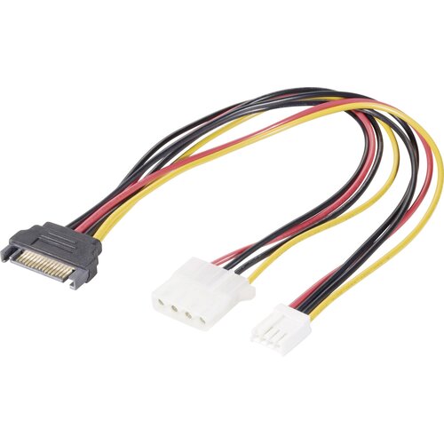 Renkforce tok Y-kabel [1x električni mo&scaron;ki konektor SATA - 1x 4-polni električni ženski konektor IDE, 4-polni mo&scaron;ki konektor floppy] 0.2 m črna, rdeča, (20415082) Cene