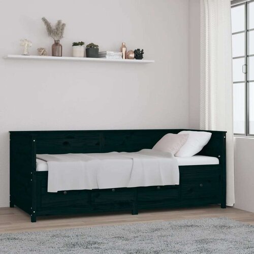  Dnevna postelja črna 80x200 cm trdna borovina, (21073747) Cene