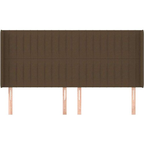  Uzglavlje s u&amp;scaron;ima tamnosmeđe 203x16x118/128 cm od tkanine Slike