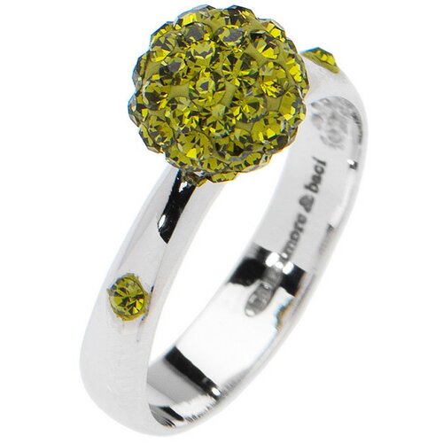 Amore Baci kuglica srebrni prsten sa Zelenim swarovski kristalom 54 mm Slike
