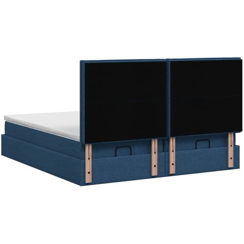  Krevet od pjene s madracem i LED-om Plava 160 x 200 cm Tkanina - Plava 160 x 200 cm Dizajn linija Slike
