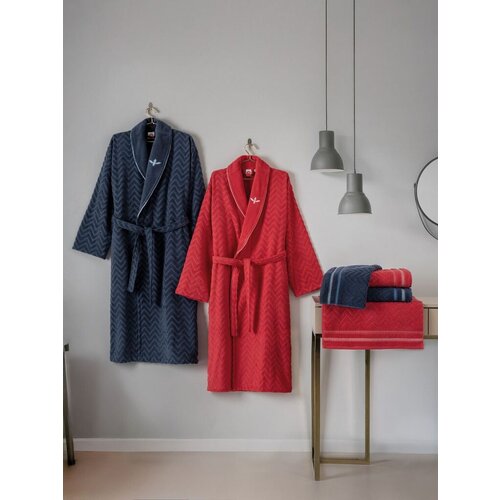 Lessentiel Maison porodični set bademantila sa pe&amp;scaron;kirima abel, crveno-plavi Slike