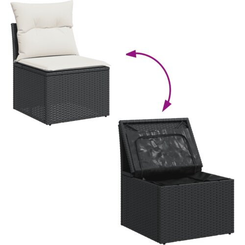  8-dijelni set vrtnih sofa od poliratana s jastucima crni Crna 234 x 124 x 69 cm Slike