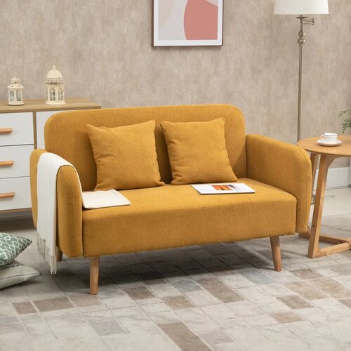  Dvosjed s 2 ukrasna jastuka bar&amp;scaron;unasta sofa 130x70x80 cm žuta Slike