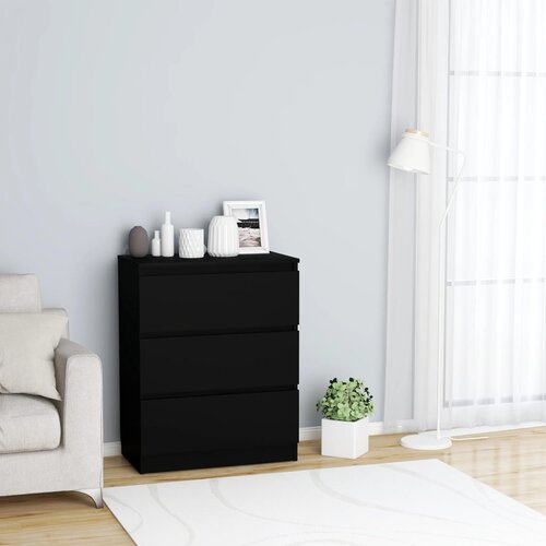 vidaXL Komoda črna 60x33,5x76 cm iverna plošča Cene