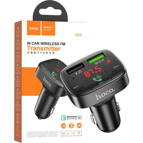 Hoco FM transmiter, punjač za auto, BT v5.0, 2 x USB - E59 Promise Slike