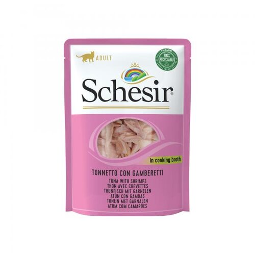 Schesir cat adult tunjevina & gambori preliv u sosu 70g hrana za mačke Slike