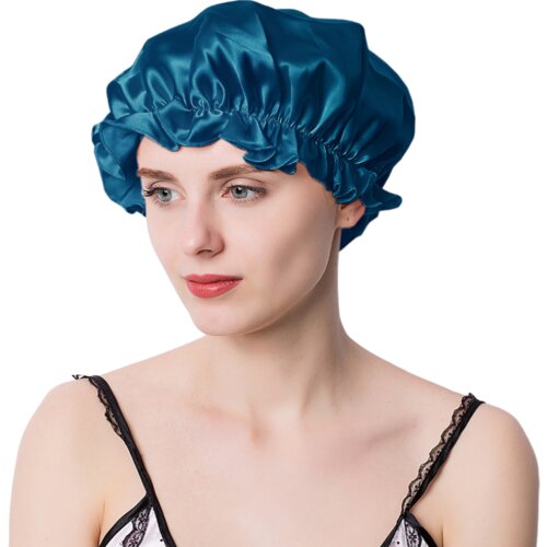 INF Kapa za spanje iz 100 % svile Mulberry za ženske, mehka nočna kapa za spanje Blue XL, (21638855) Slike