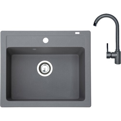 Metalac x quadro 60 usadna sudopera + baterija za sudoperu roto, siva Cene