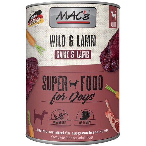  Varčno pakiranje MAC's Adult 12 x 800 g - Divjačina & jagnjetina Cijene