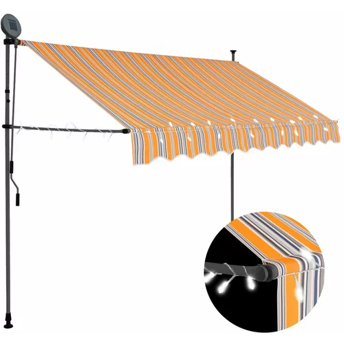 vidaXL Ročno zložljiva tenda z LED lučmi 300 cm rumena in modra