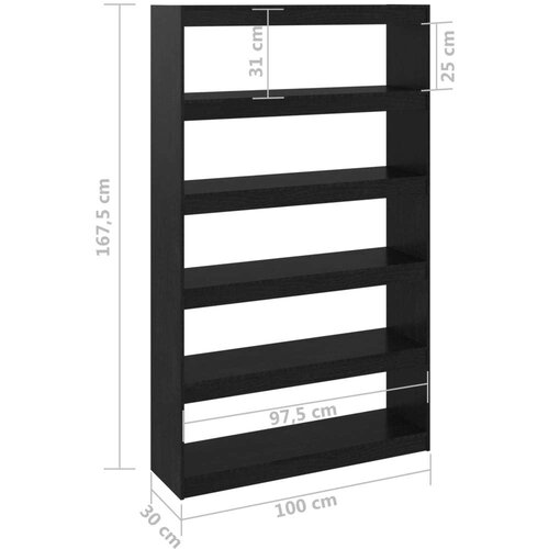 VidaXL knjižna omara za razdelitev prostora črna 100x30x167,5 cm Slike