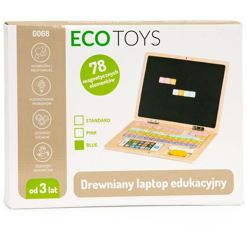 ECO TOYS EcoToys edukativni laptop za crtanje 2u1 sa 78 magneta plavi Slike