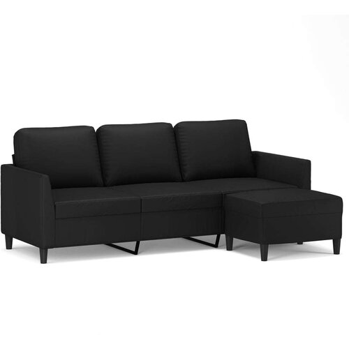  Trosjed s tabureom crni 180 cm od umjetne kože Slike