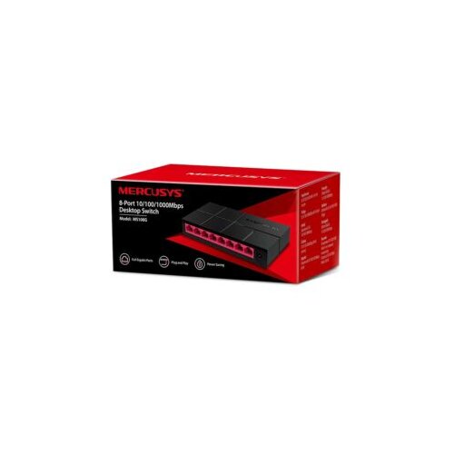 Switch MERCUSYS 8 port 10/100/1000M mini Desktop, 8 10/100/1000M RJ45 Ports, Desktop, Plastic case, MS108G, 2Y Slike